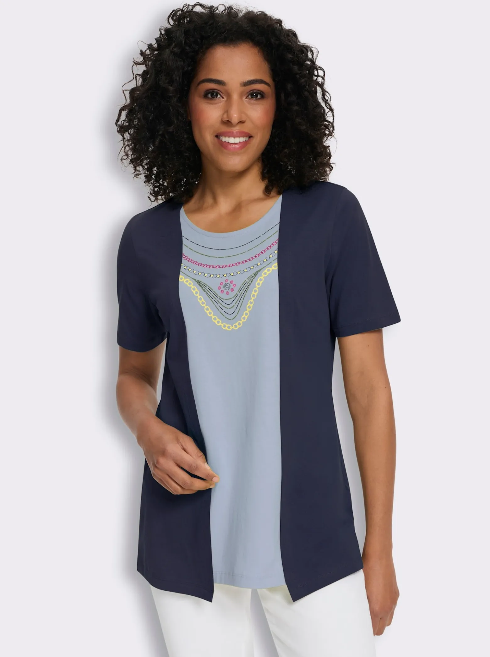 2-in-1-Shirt mit platziertem Ketten-Druck