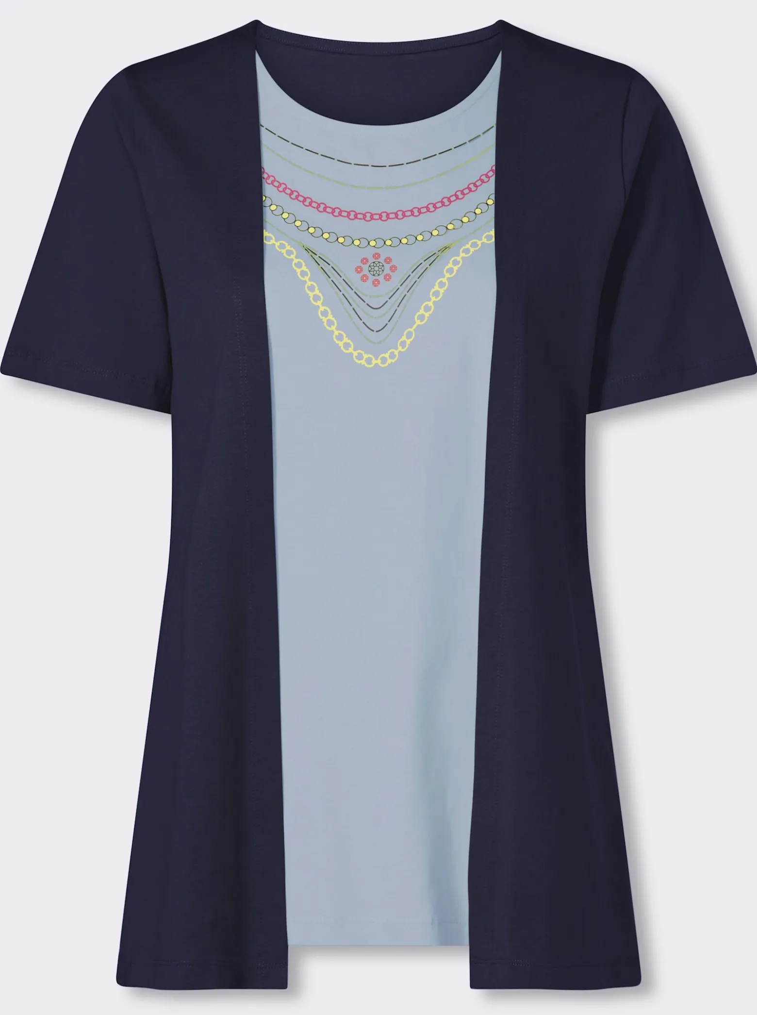 2-in-1-Shirt mit platziertem Ketten-Druck