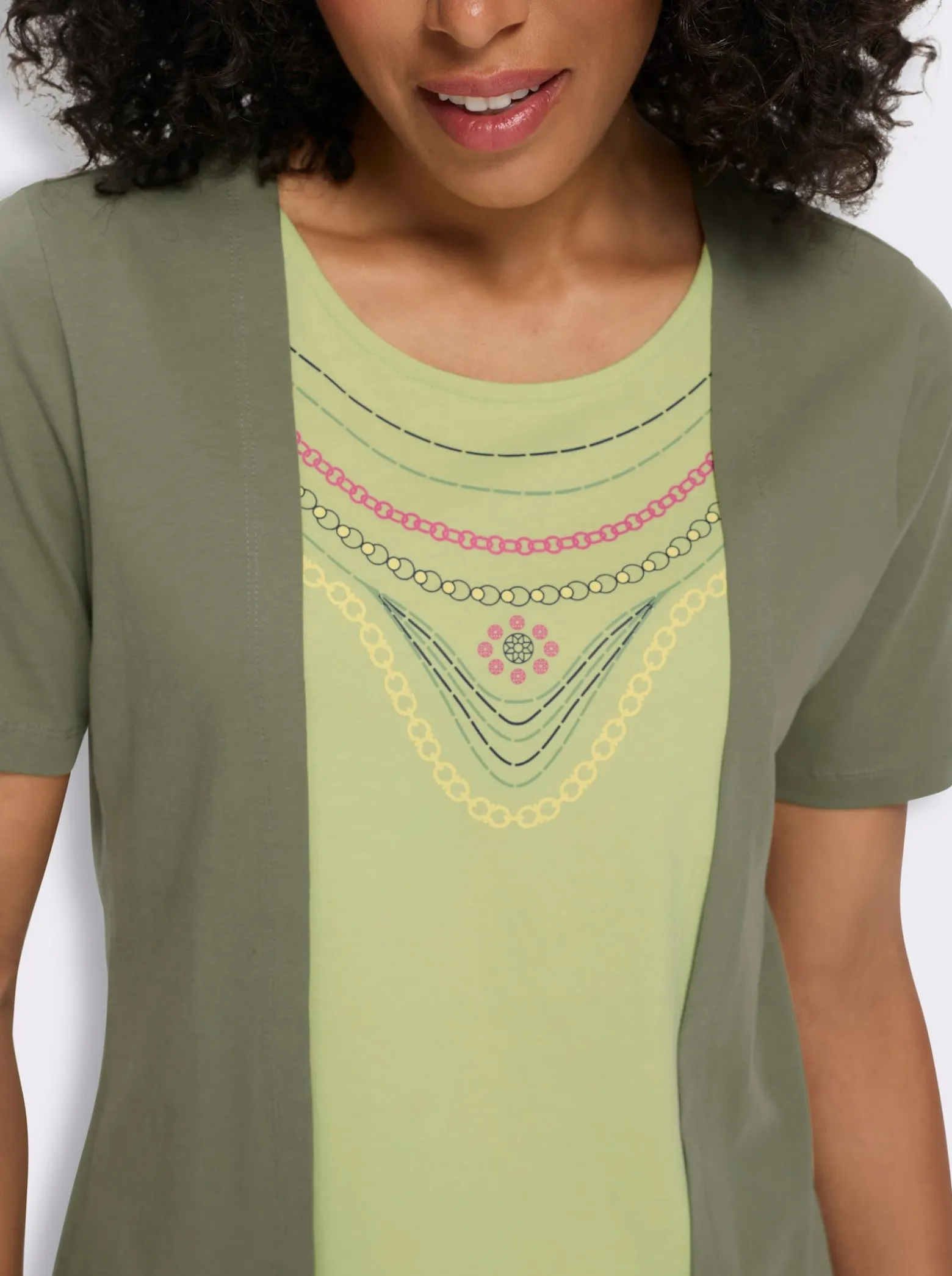2-in-1-Shirt mit platziertem Ketten-Druck