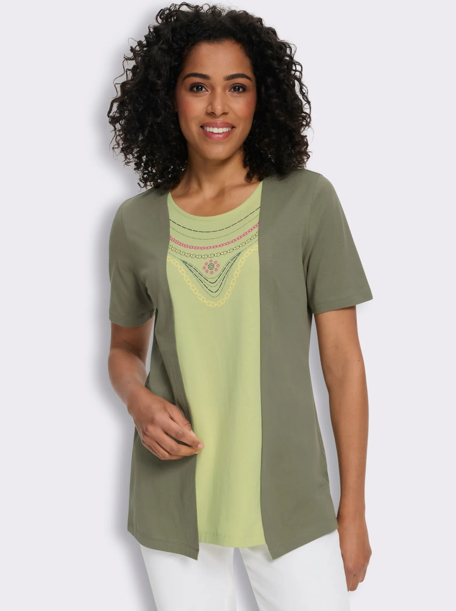 2-in-1-Shirt mit platziertem Ketten-Druck