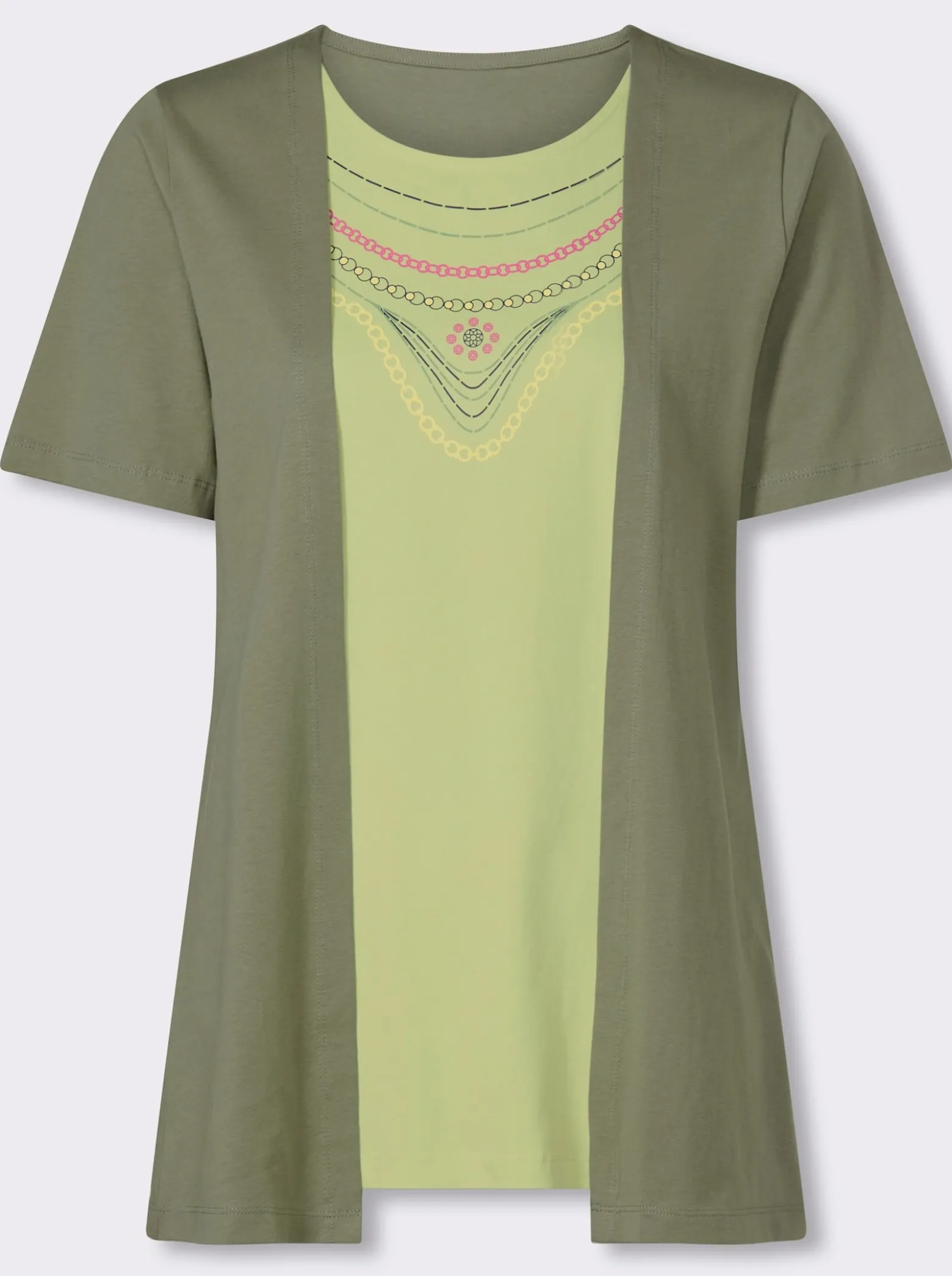 2-in-1-Shirt mit platziertem Ketten-Druck