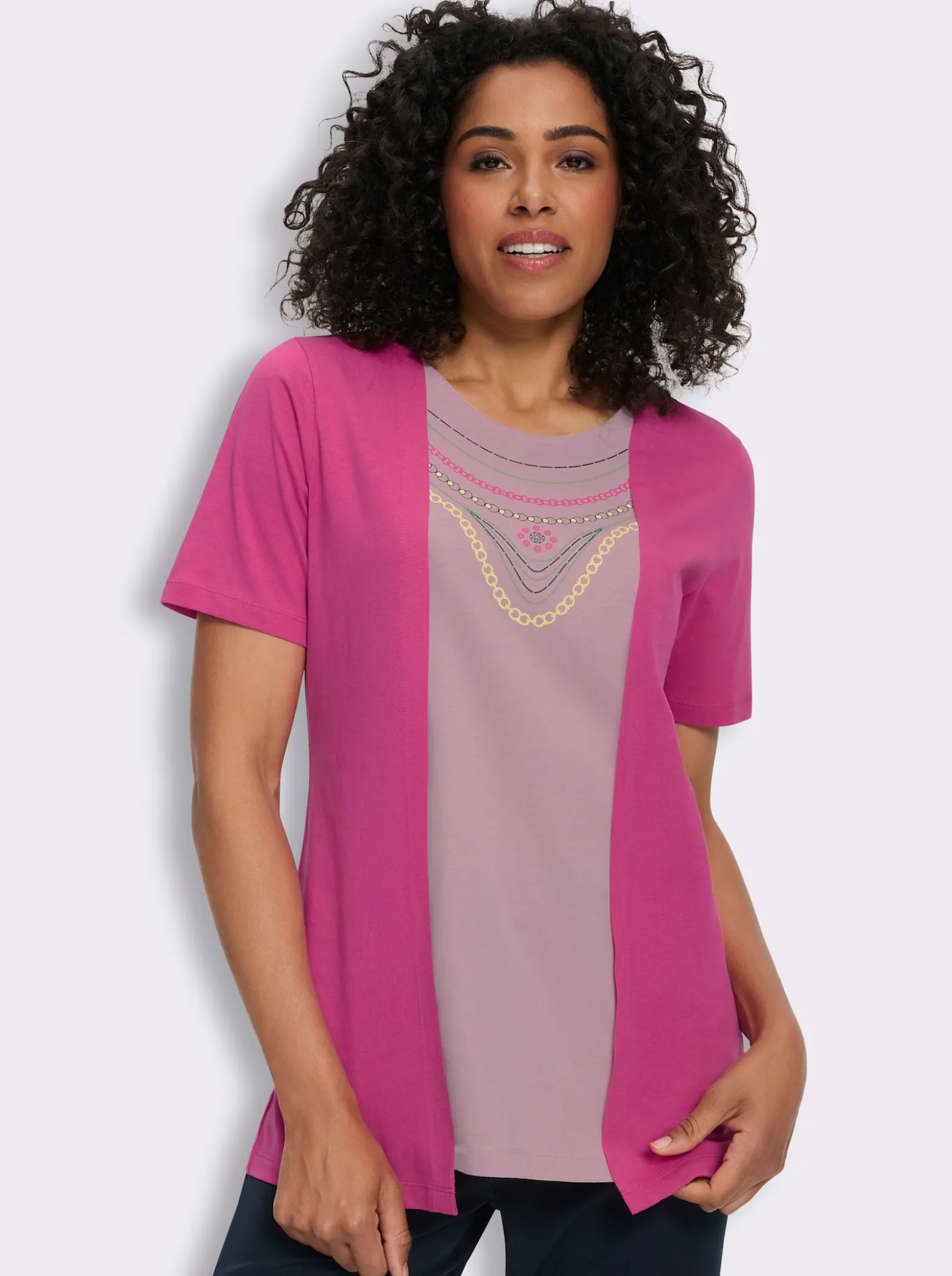 2-in-1-Shirt mit platziertem Ketten-Druck