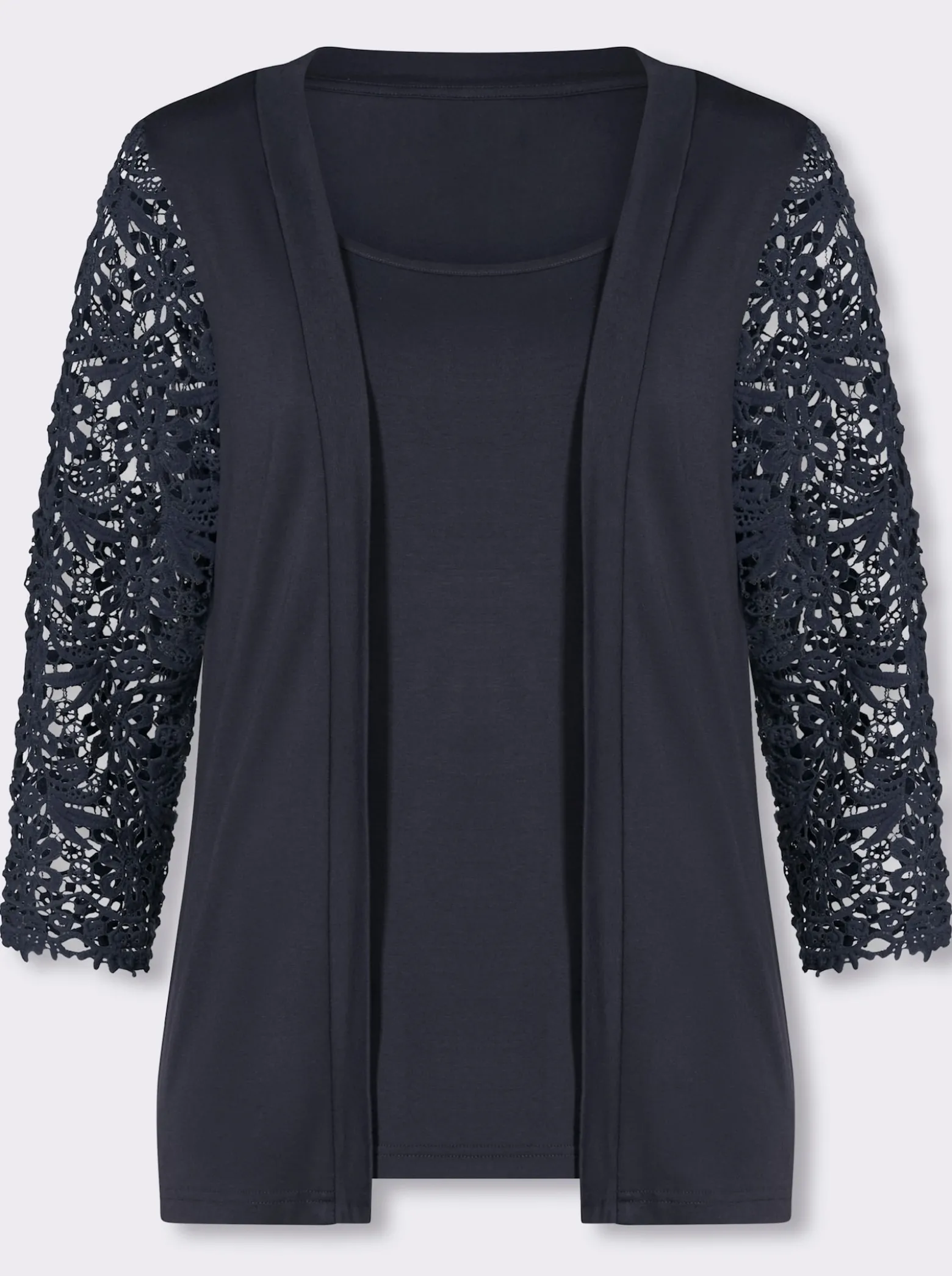 2-in-1-Shirt mit Ärmeln aus Spitze