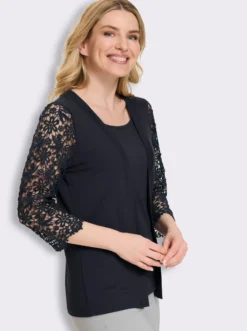 2-in-1-Shirt mit Ärmeln aus Spitze