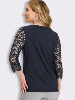 2-in-1-Shirt mit Ärmeln aus Spitze