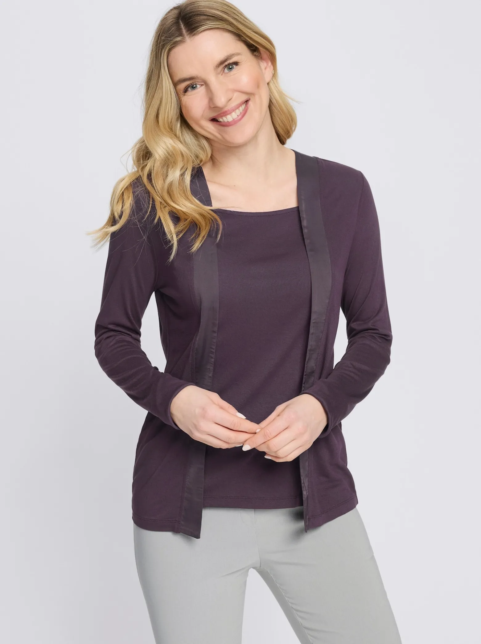 2-in-1-Shirt mit Satin-Besatz