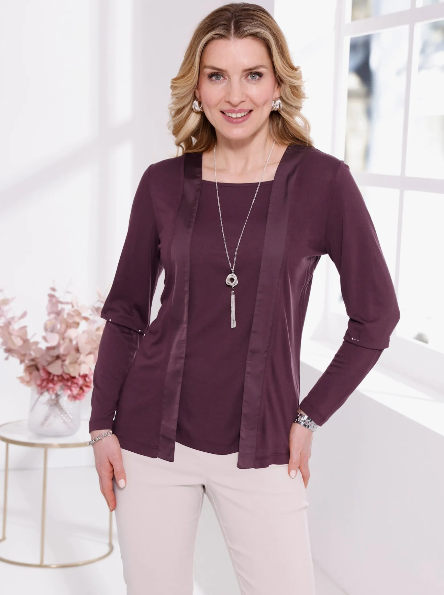 2-in-1-Shirt mit Satin-Besatz