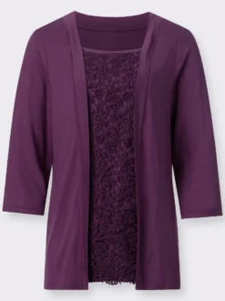 2-in-1-Shirt mit Spitzen-Einsatz