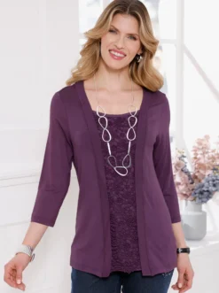2-in-1-Shirt mit Spitzen-Einsatz