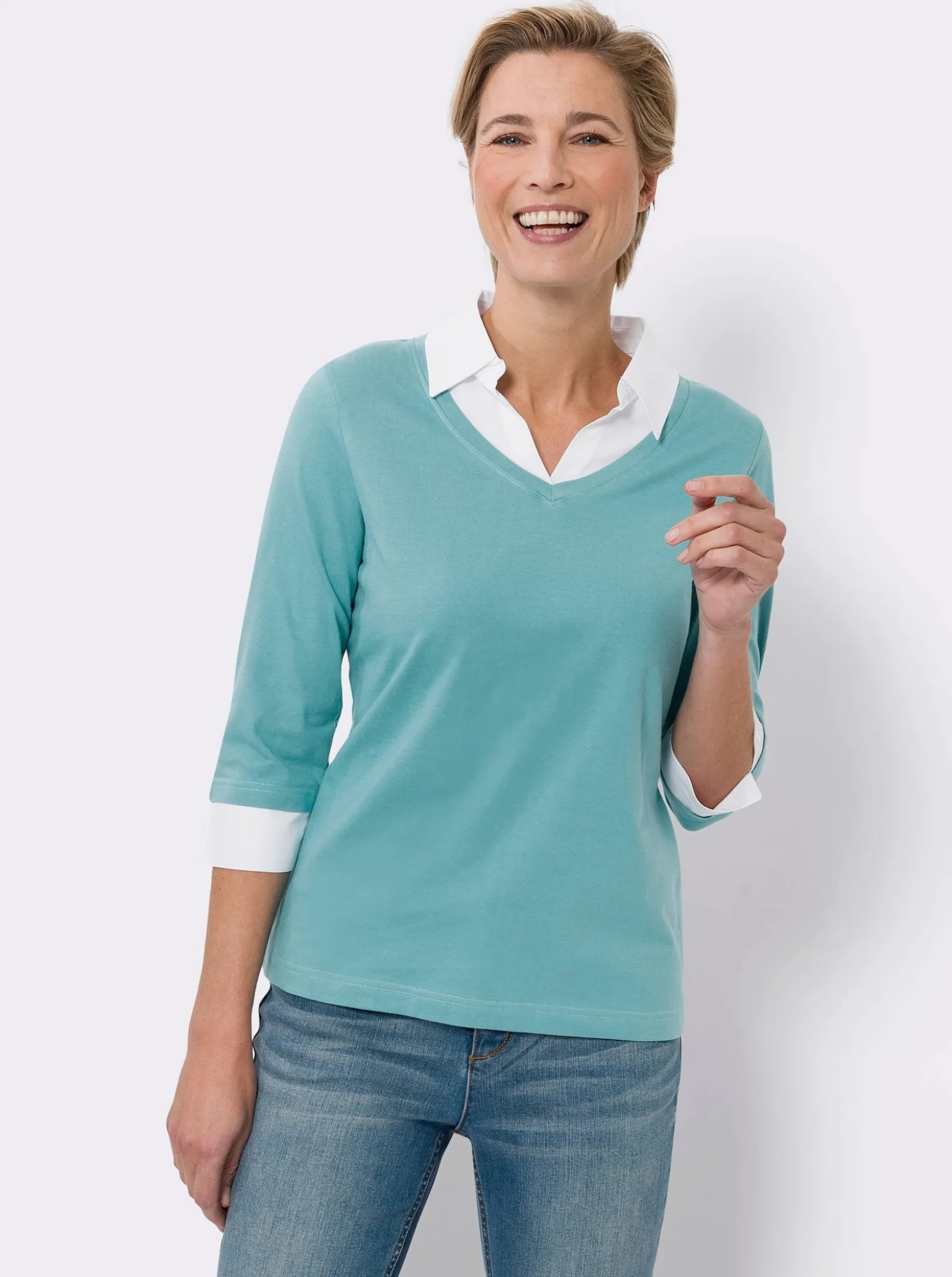2-in-1-Shirt mit Web-Einsatz