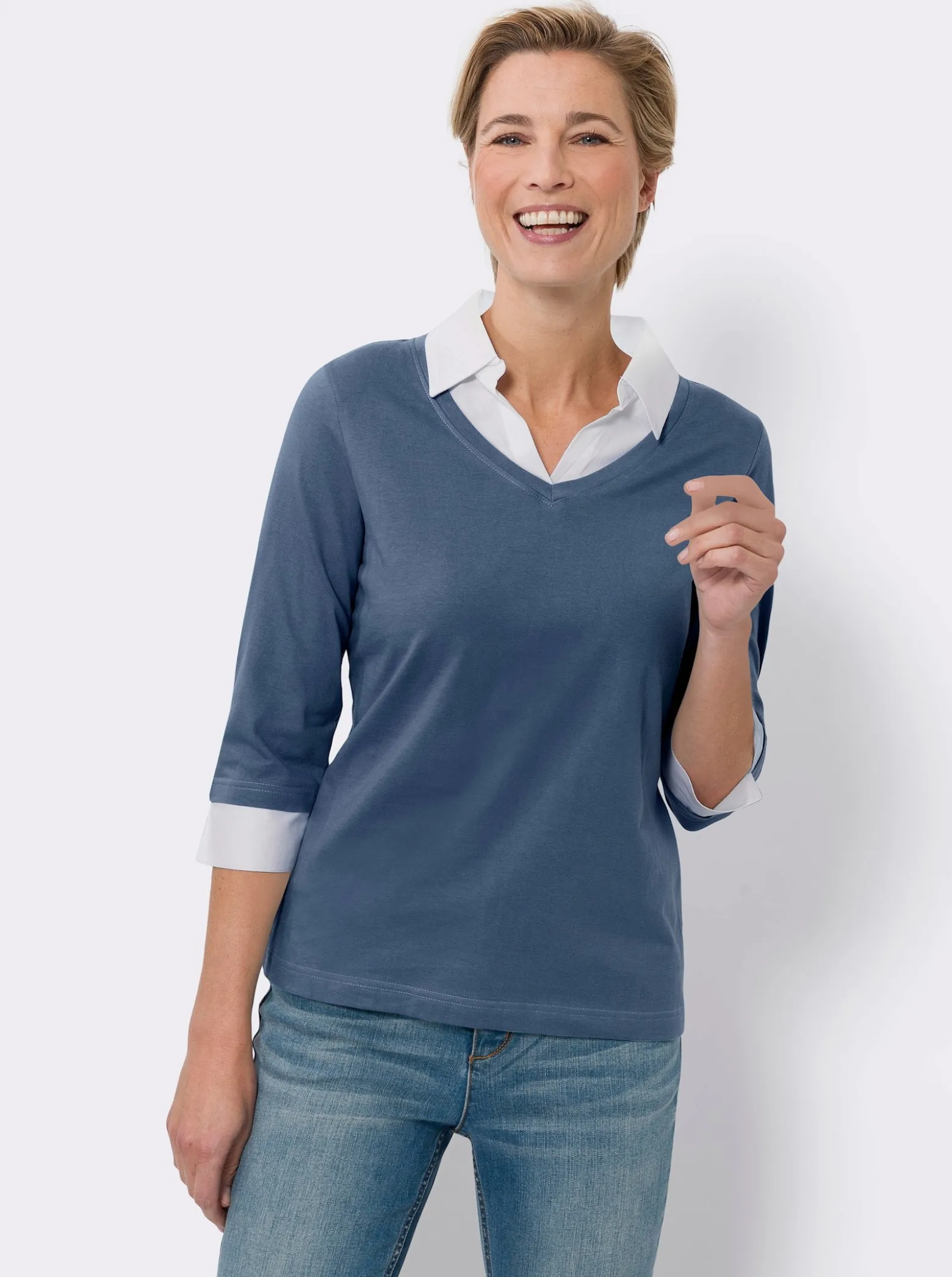 2-in-1-Shirt mit Web-Einsatz