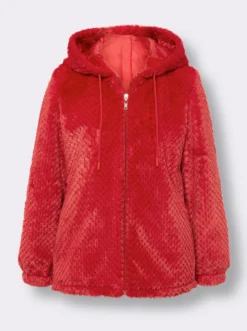 Jacke aus Plüsch mit Rauten-Muster
