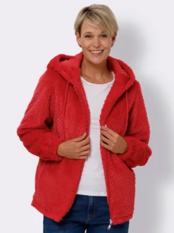 Jacke aus Plüsch mit Rauten-Muster