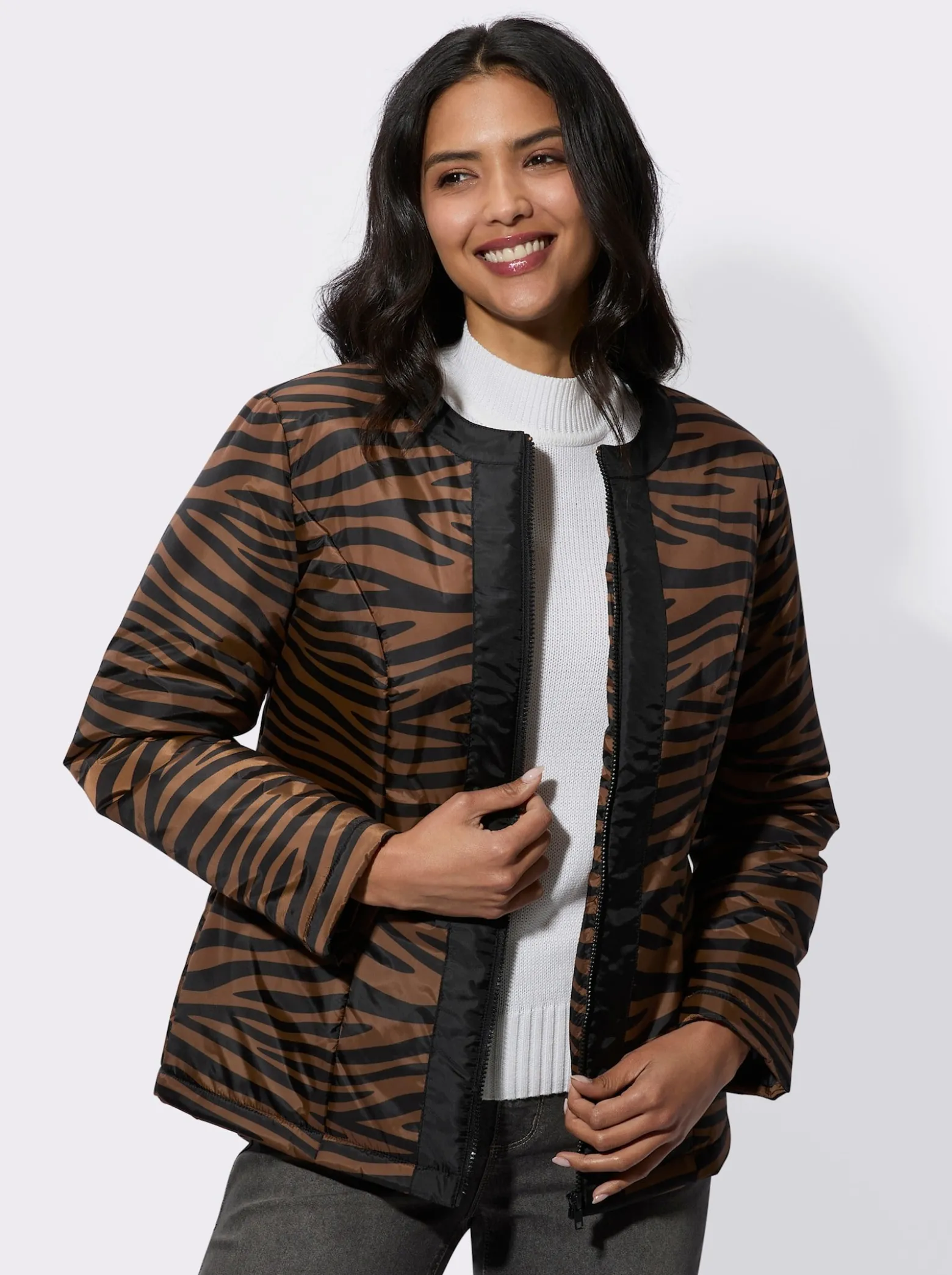 Jacke im Animal-Print, wärmend