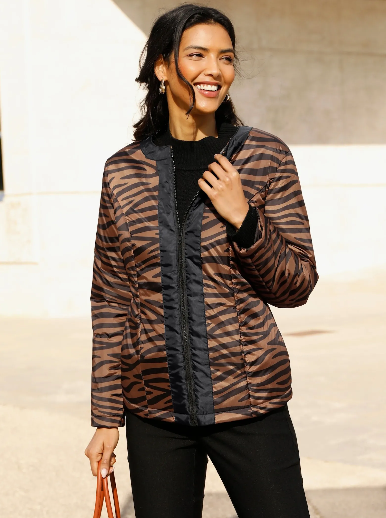 Jacke im Animal-Print, wärmend
