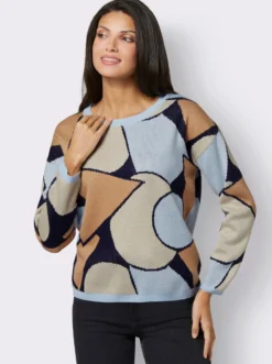Jacquard-Pullover im Grafik-Dessin