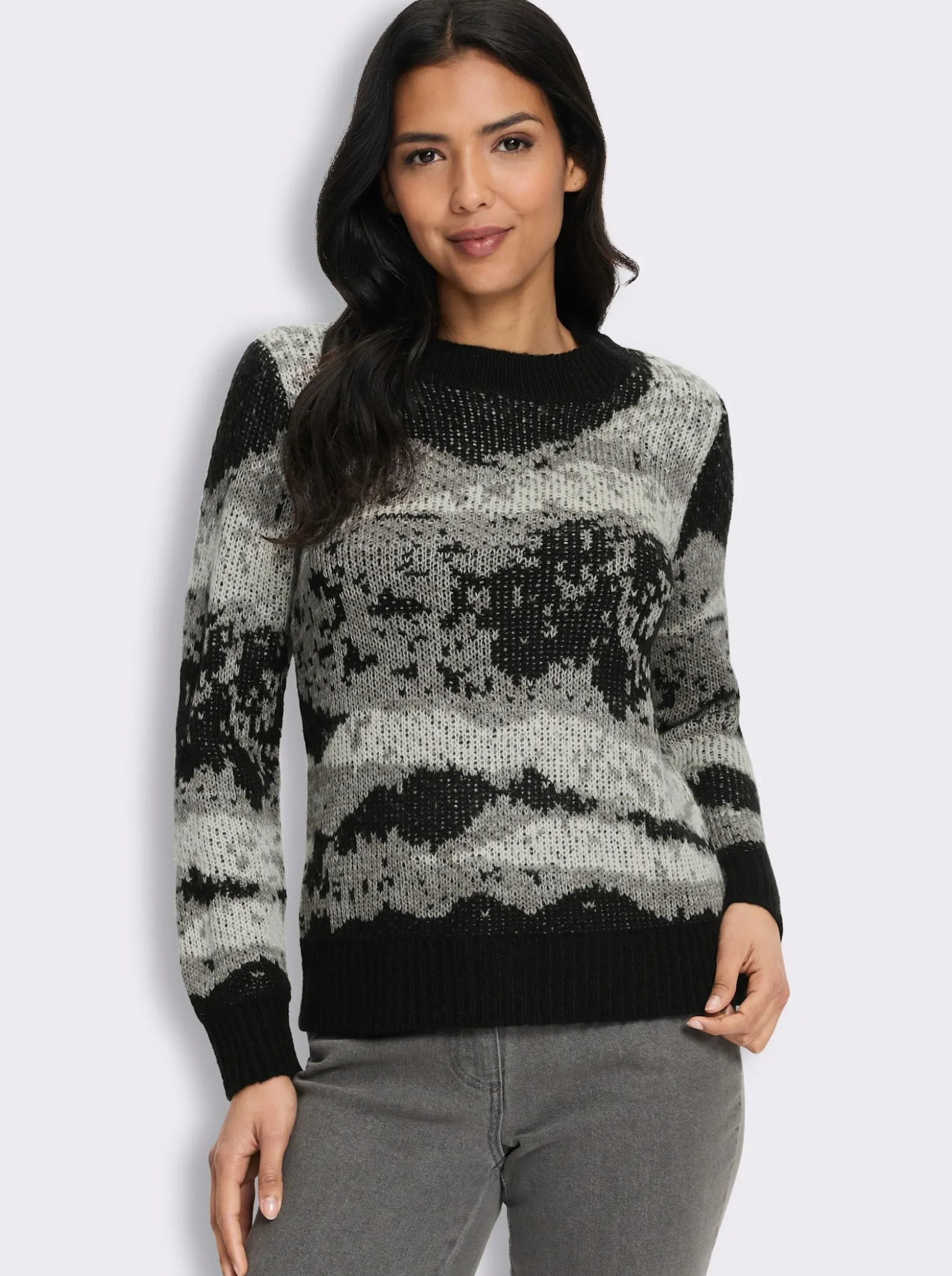 Jacquardpullover in flauschiger Qualität