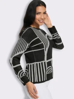 Jacquardpullover mit überschnittenen Schultern