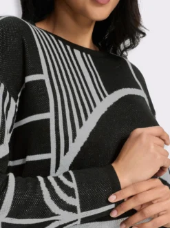 Jacquardpullover mit überschnittenen Schultern
