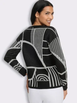 Jacquardpullover mit überschnittenen Schultern