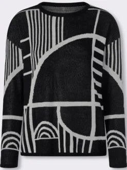 Jacquardpullover mit überschnittenen Schultern