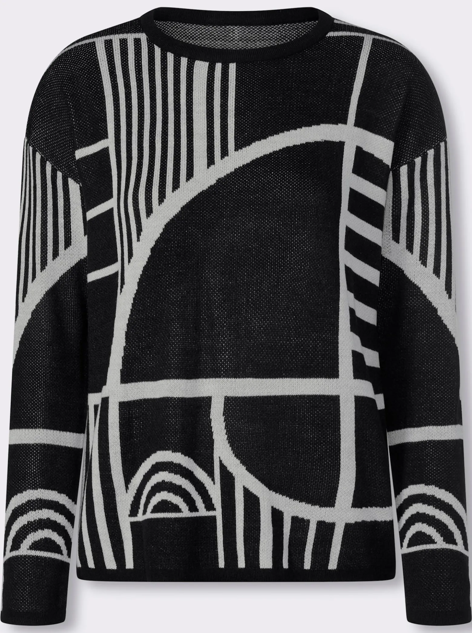 Jacquardpullover mit überschnittenen Schultern