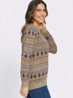 Jacquard-Pullover mit gerippten Abschlüssen