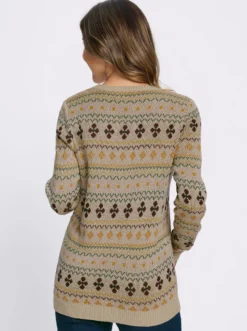 Jacquard-Pullover mit gerippten Abschlüssen