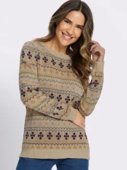 Jacquard-Pullover mit gerippten Abschlüssen