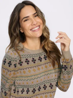 Jacquard-Pullover mit gerippten Abschlüssen