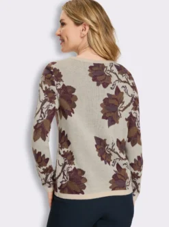 Jacquard-Pullover mit Glanzgarn-Details