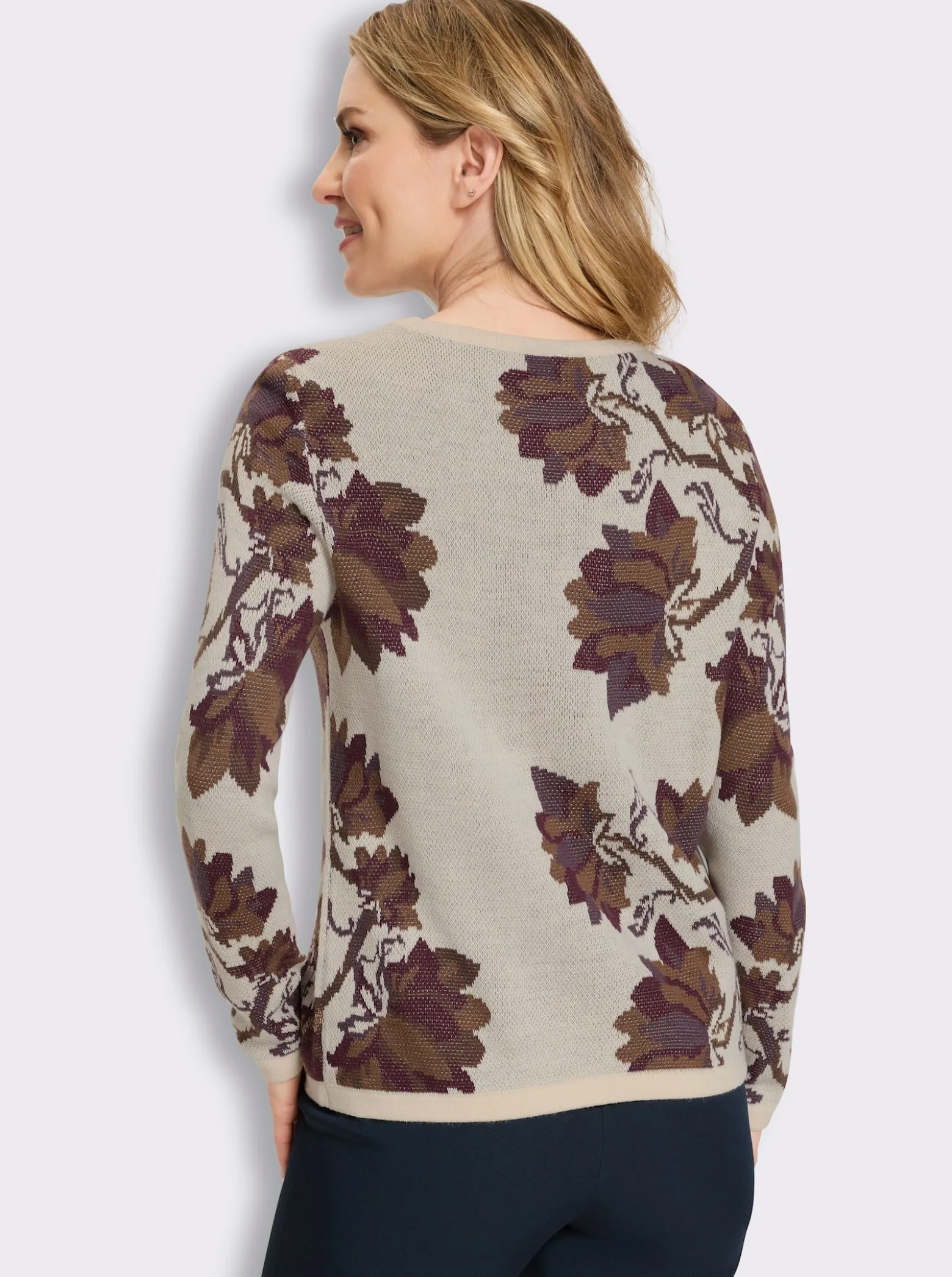 Jacquard-Pullover mit Glanzgarn-Details