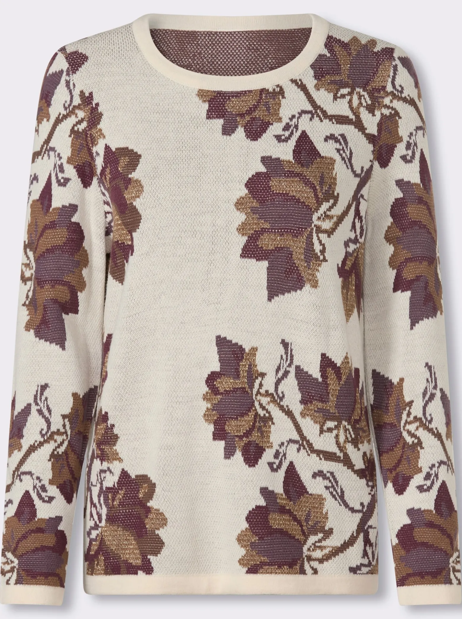 Jacquard-Pullover mit Glanzgarn-Details