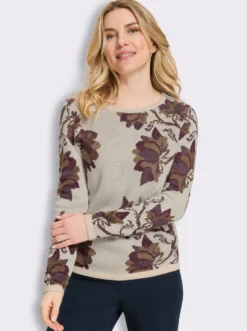 Jacquard-Pullover mit Glanzgarn-Details