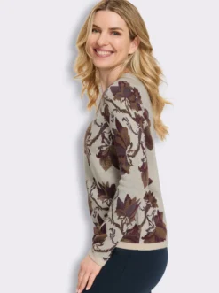 Jacquard-Pullover mit Glanzgarn-Details