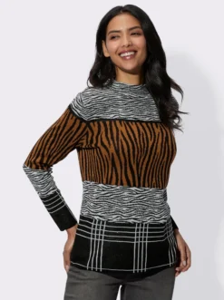 Jacquard-Pullover mit Kelchkragen