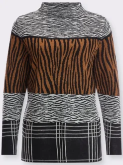 Jacquard-Pullover mit Kelchkragen
