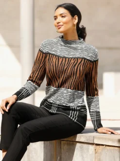 Jacquard-Pullover mit Kelchkragen