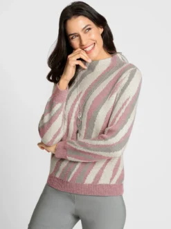 Jacquardpullover mit Kelchkragen
