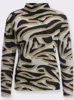 Jacquard-Pullover mit Kelchkragen