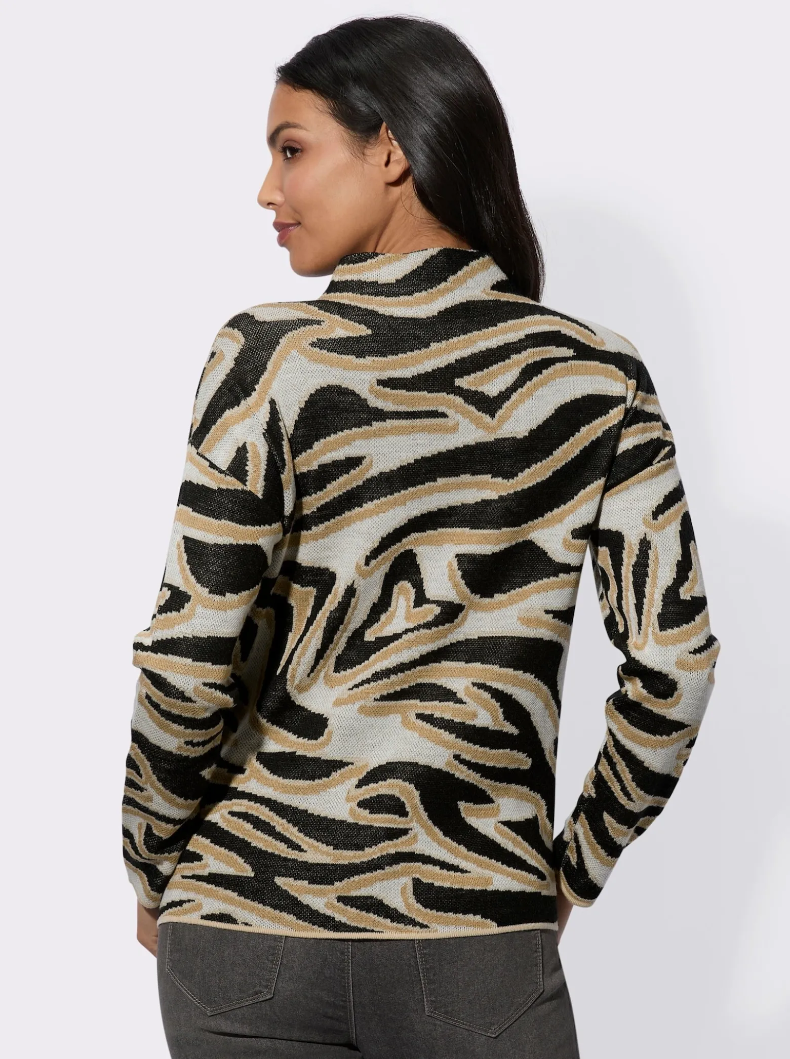 Jacquard-Pullover mit Kelchkragen