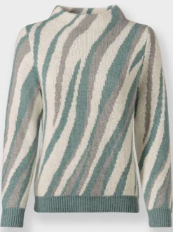 Jacquardpullover mit Kelchkragen