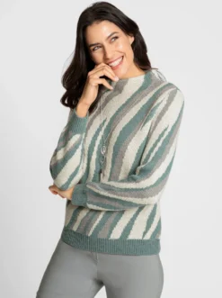 Jacquardpullover mit Kelchkragen