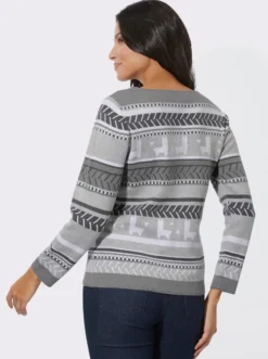Jacquard-Pullover mit Lamas