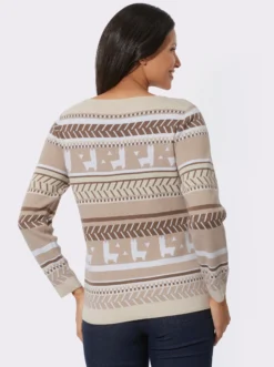 Jacquard-Pullover mit Lamas