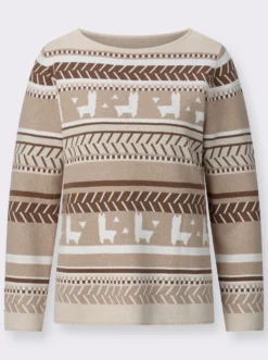 Jacquard-Pullover mit Lamas