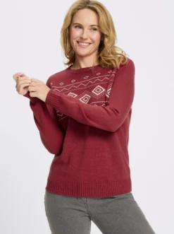 Jacquard-Pullover mit platziertem Muster