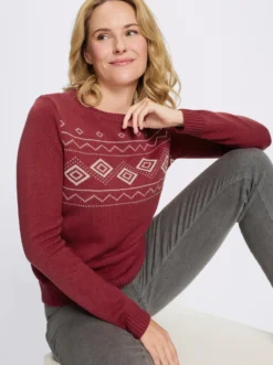 Jacquard-Pullover mit platziertem Muster