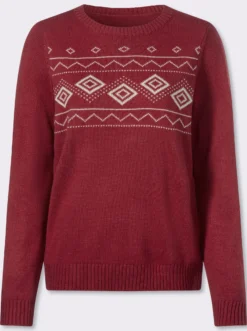 Jacquard-Pullover mit platziertem Muster