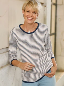 Jacquard-Pullover mit 3/4-Ärmeln